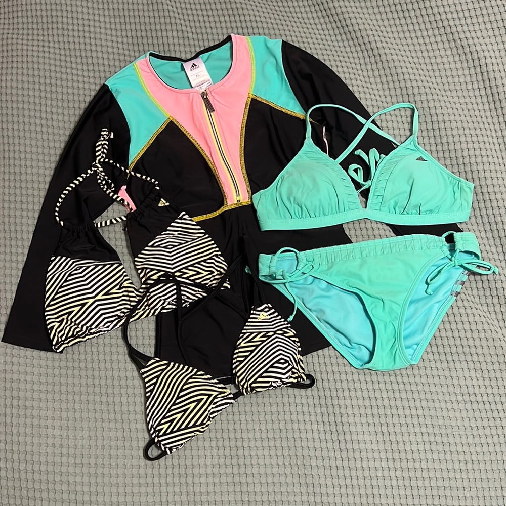 Adidas: Rash Guard, 3 Swim Tops, 1 Swim Bottom - XS